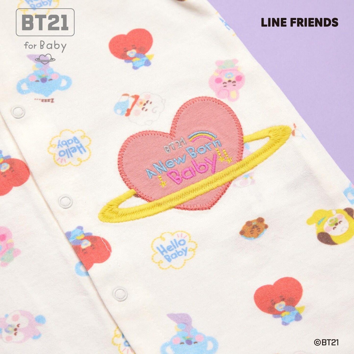 【《BT21》】刺繡貼布全印花短款連體衣