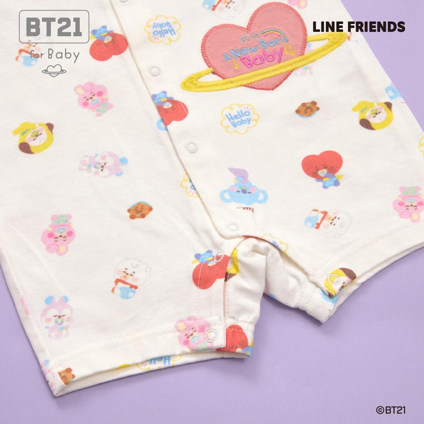 【《BT21》】刺繡貼布全印花短款連體衣