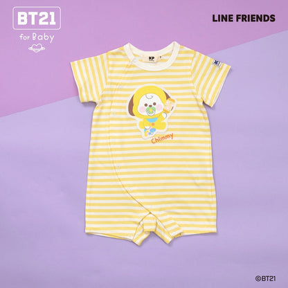 【《BT21》】貼布繡條紋短款連體衣