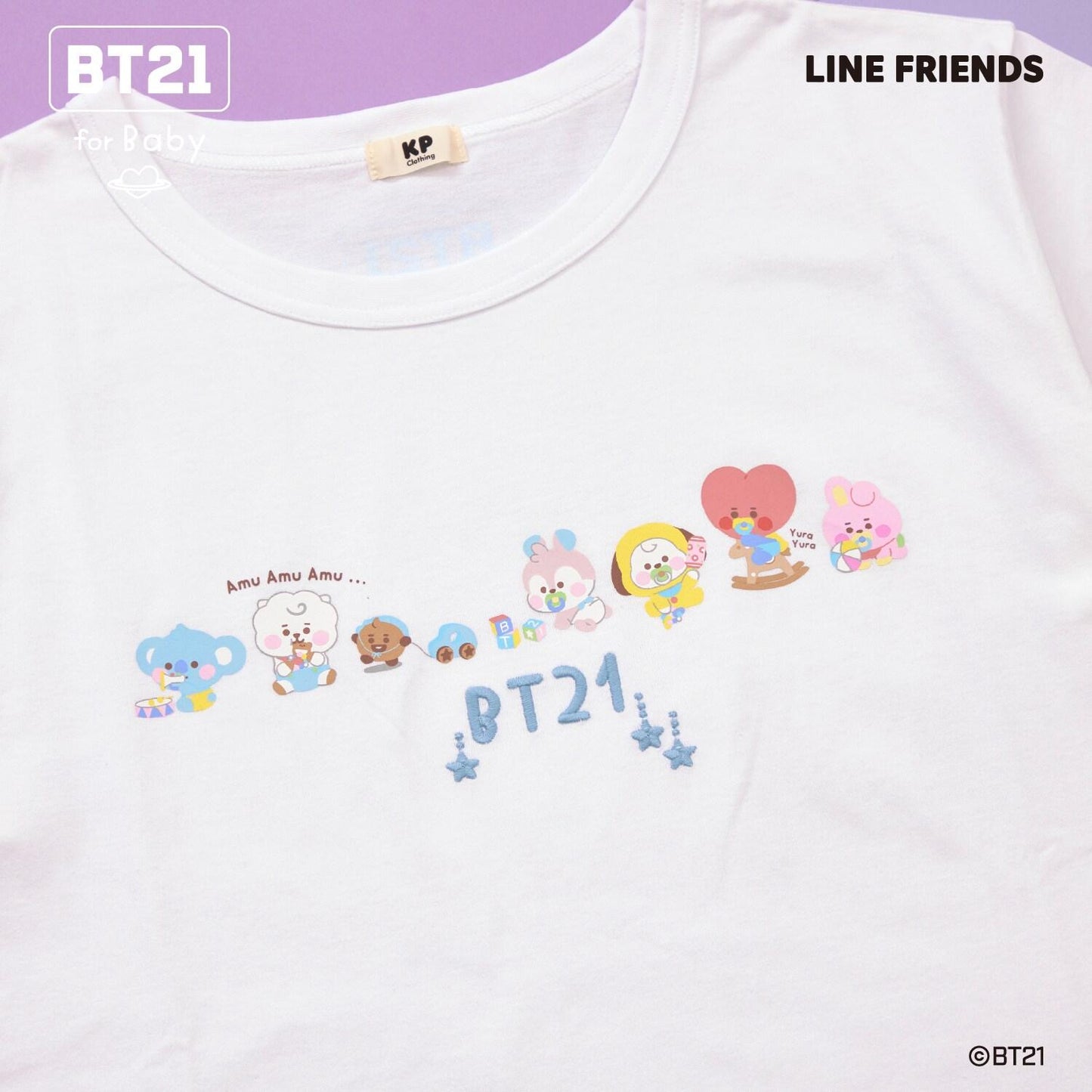 【《BT21》】印花及刺繡短袖T恤（成人款）