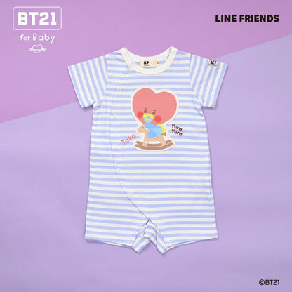 【《BT21》】貼布繡條紋短款連體衣