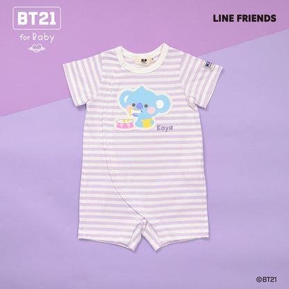 【《BT21》】貼布繡條紋短款連體衣