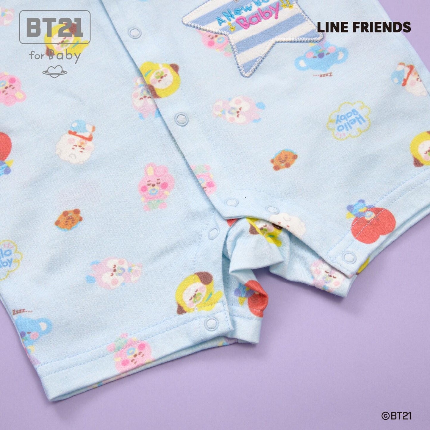 【《BT21》】刺繡貼布全印花短款連體衣