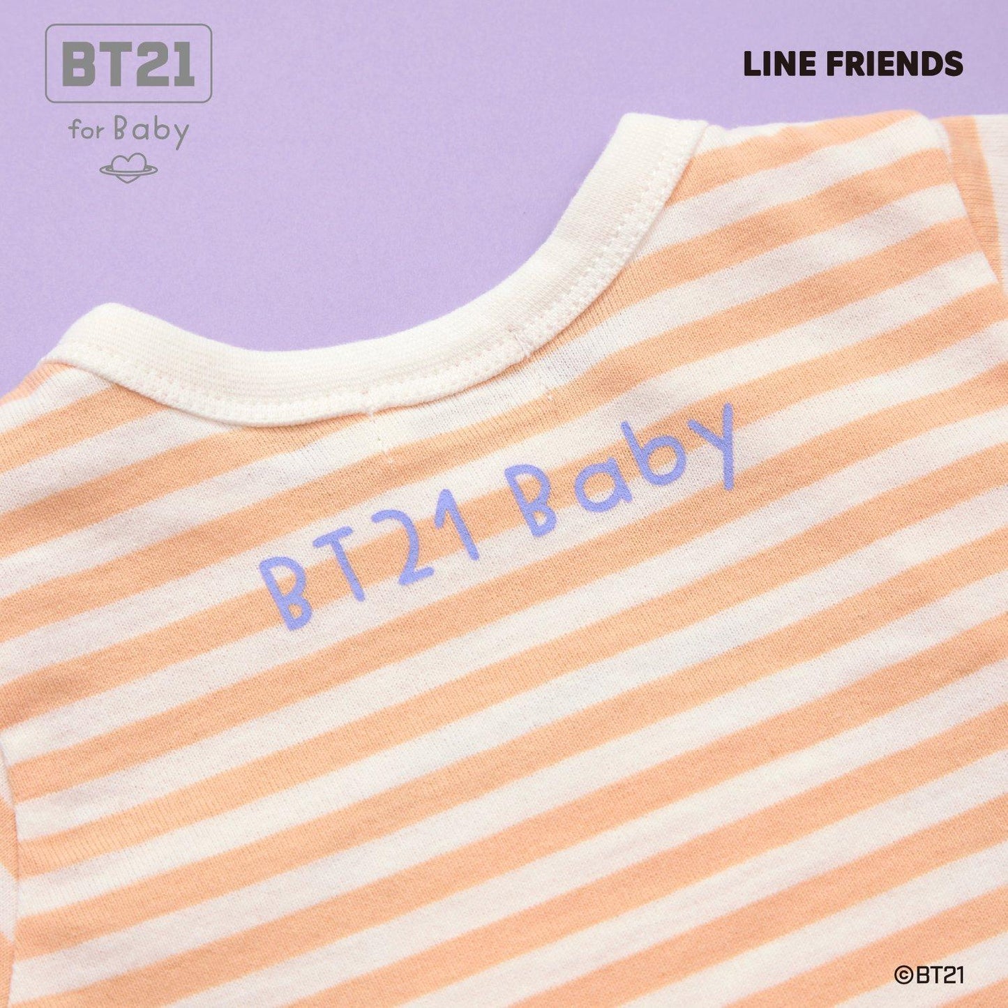 【《BT21》】貼布繡條紋短款連體衣
