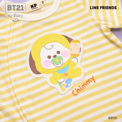 【《BT21》】貼布繡條紋短款連體衣