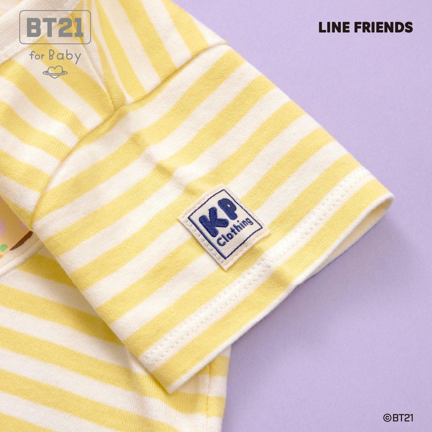 【《BT21》】貼布繡條紋短款連體衣