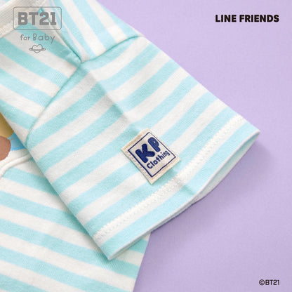【《BT21》】貼布繡條紋短款連體衣