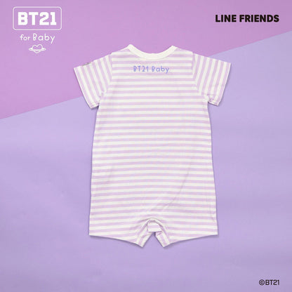 【《BT21》】貼布繡條紋短款連體衣
