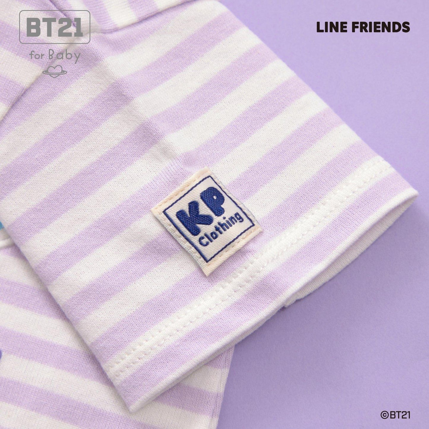 【《BT21》】貼布繡條紋短款連體衣