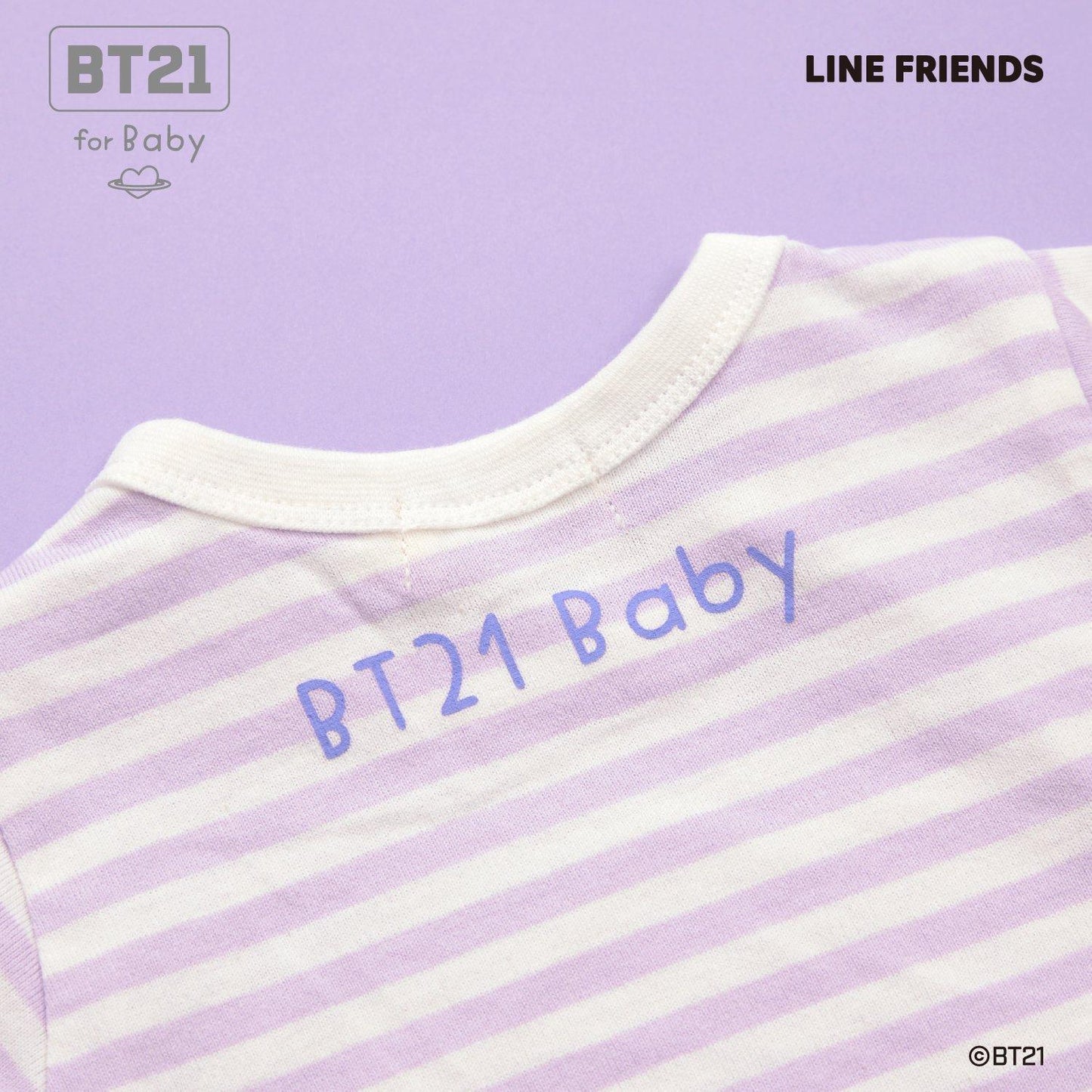 【《BT21》】貼布繡條紋短款連體衣