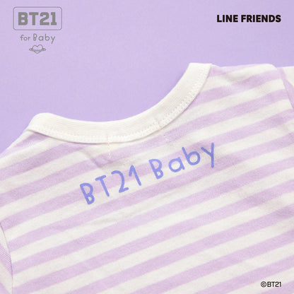 【《BT21》】貼布繡條紋短款連體衣