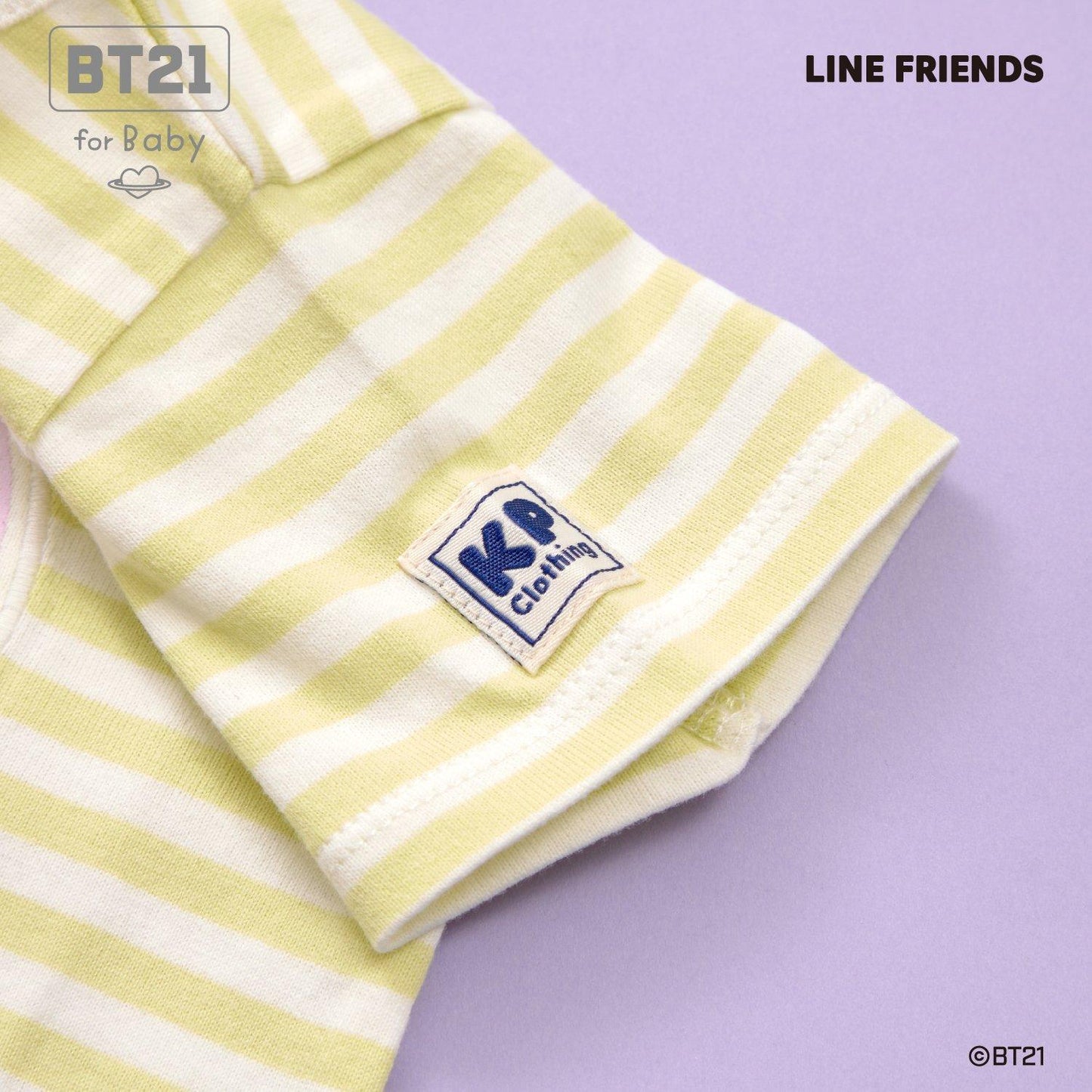 【《BT21》】貼布繡條紋短款連體衣