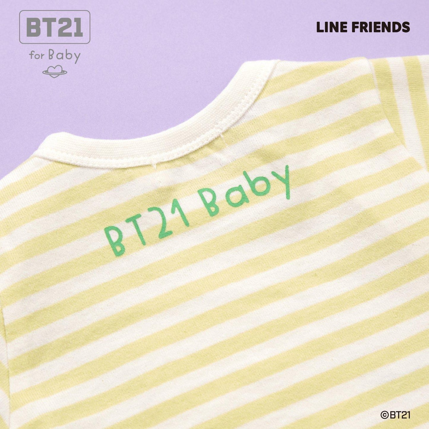 【《BT21》】貼布繡條紋短款連體衣