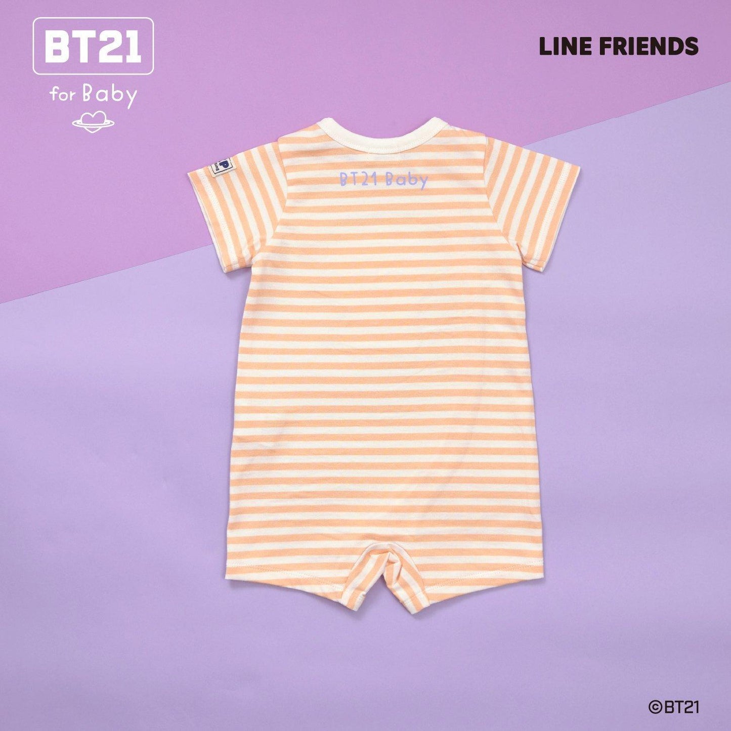 【《BT21》】貼布繡條紋短款連體衣