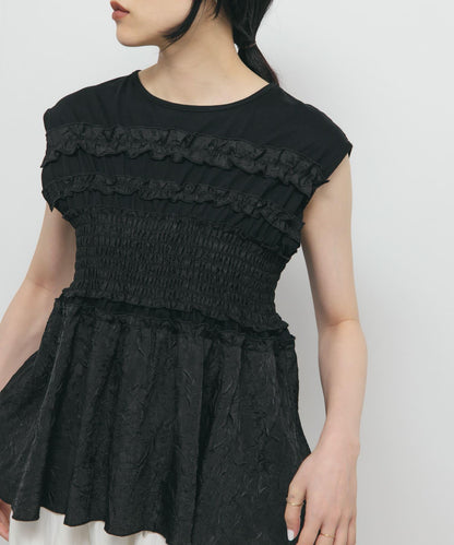 荷葉邊拼接針織衫