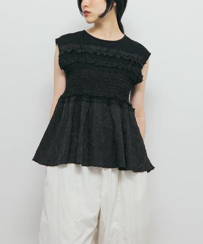 荷葉邊拼接針織衫