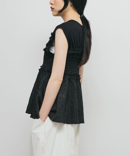 荷葉邊拼接針織衫