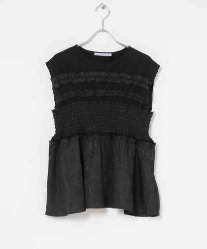 荷葉邊拼接針織衫