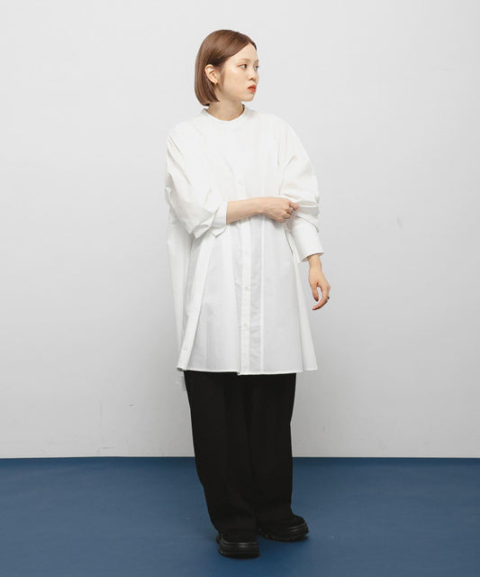 寬鬆喇叭袖迷你襯衫連衣裙