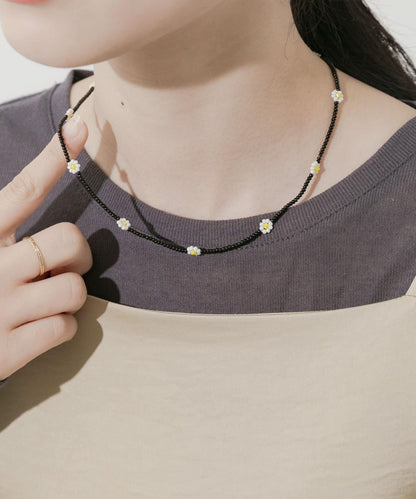 不鏽鋼花朵造型珠子項鍊