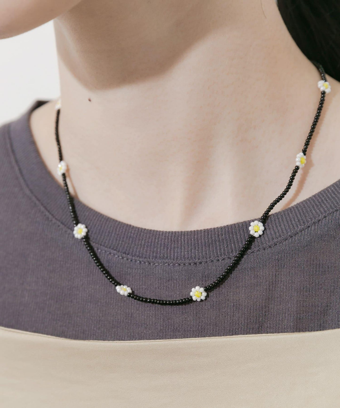 不鏽鋼花朵造型珠子項鍊