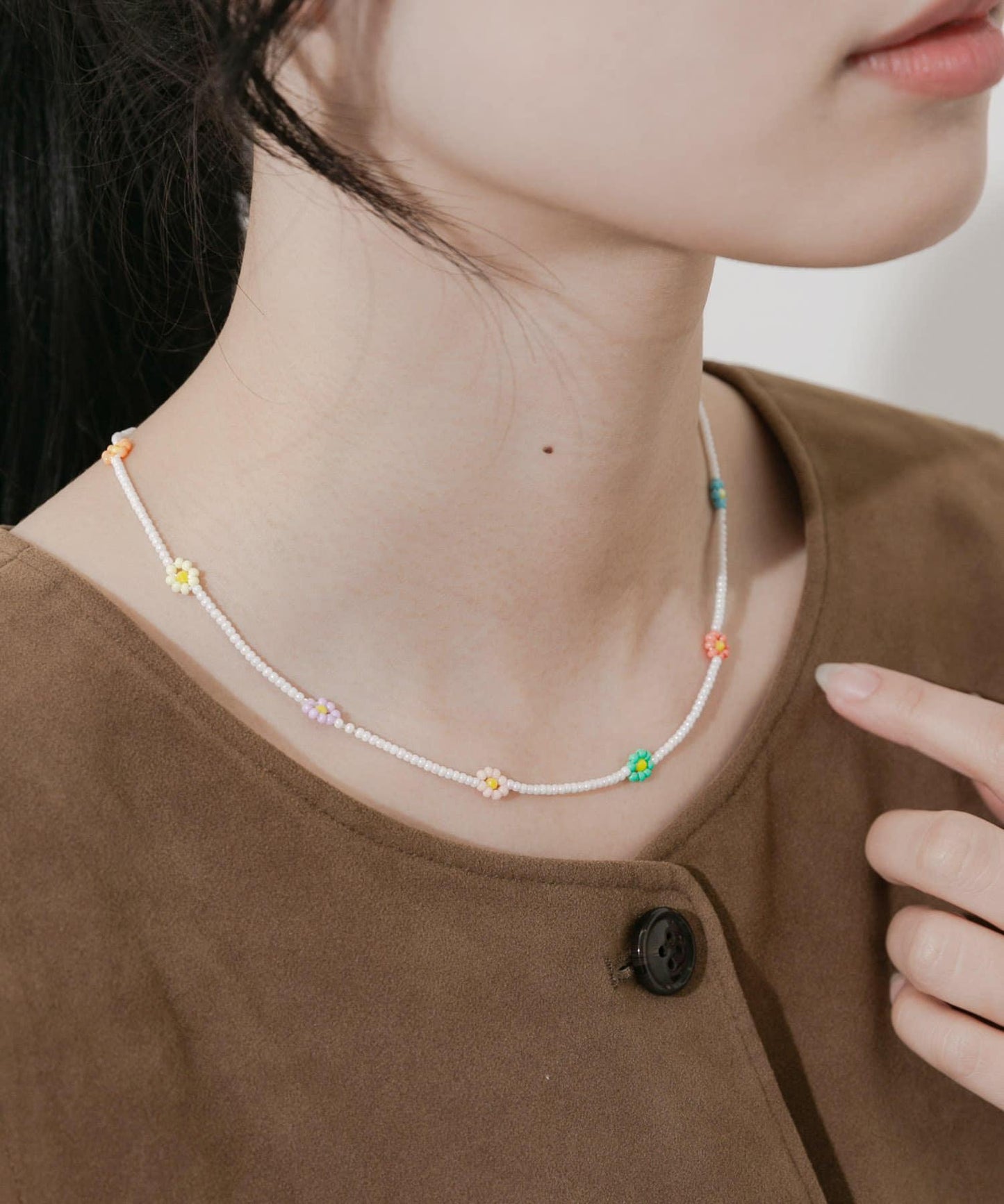 不鏽鋼花朵造型珠子項鍊