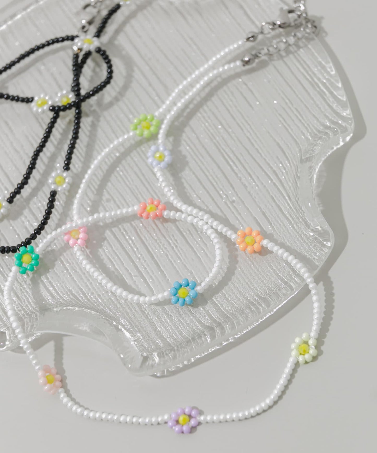 不鏽鋼花朵造型珠子項鍊