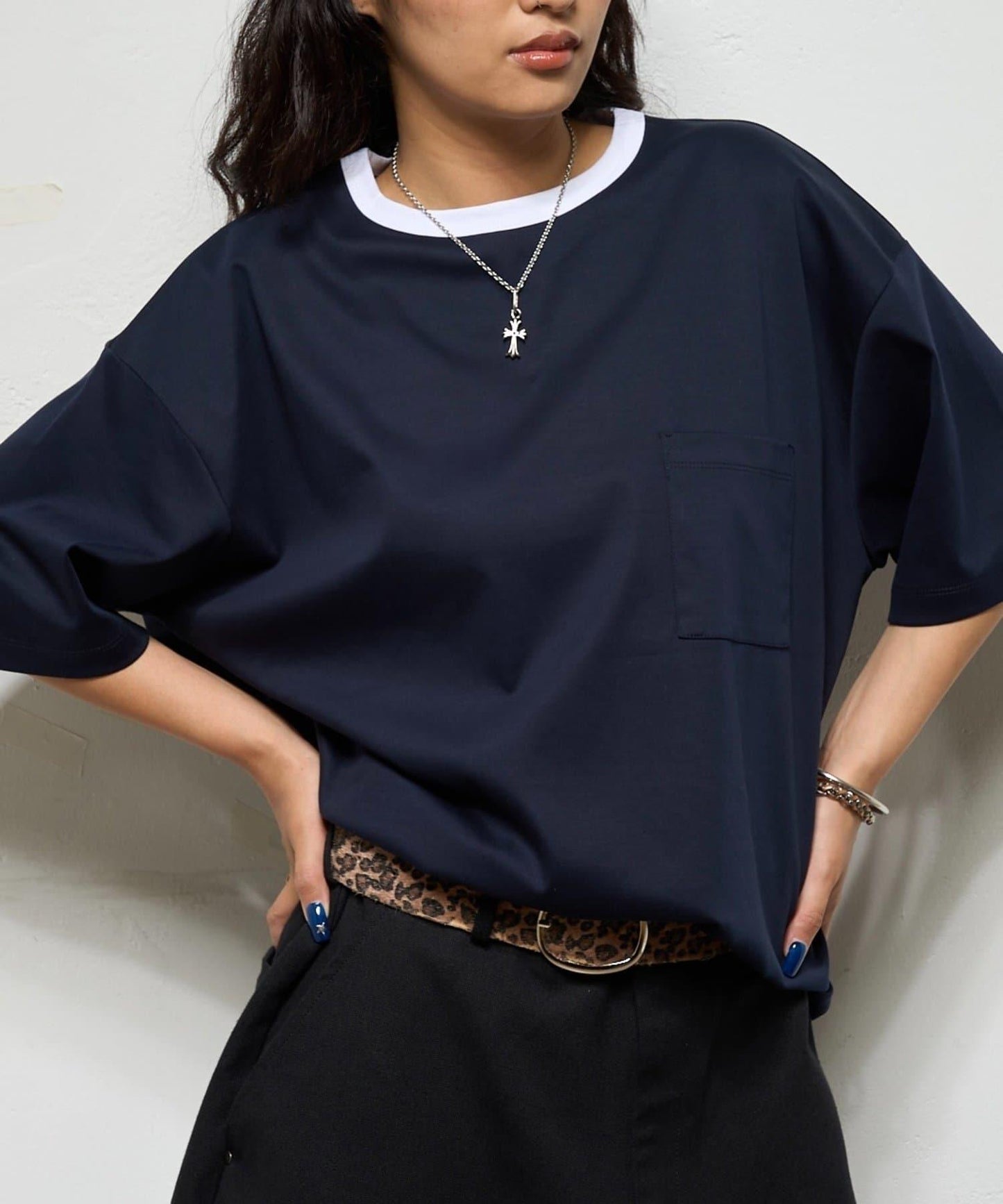 撞色領設計 TEE T恤 2尺碼