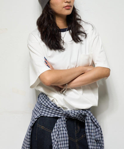 撞色領設計 TEE T恤 2尺碼