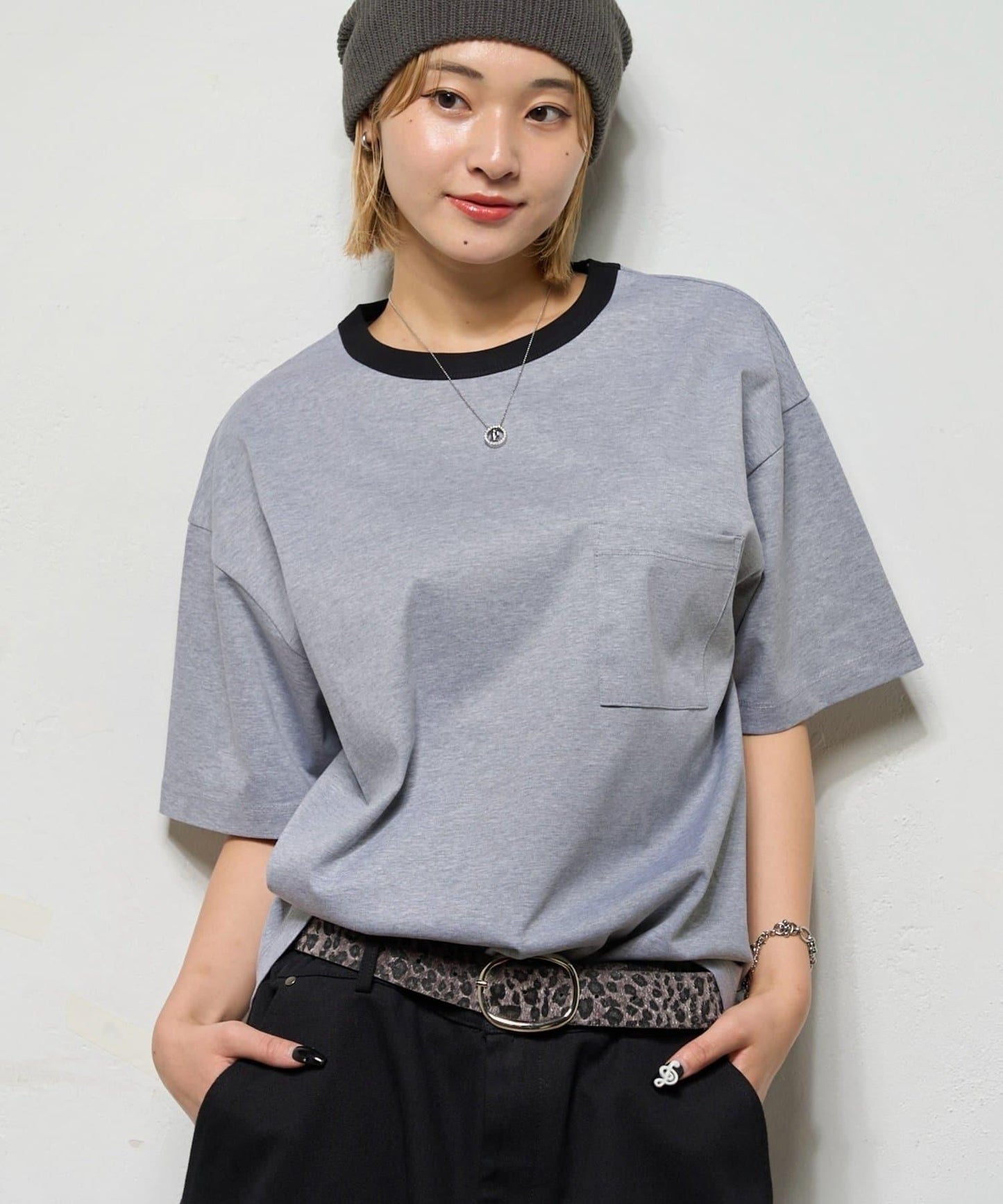 撞色領設計 TEE T恤 2尺碼