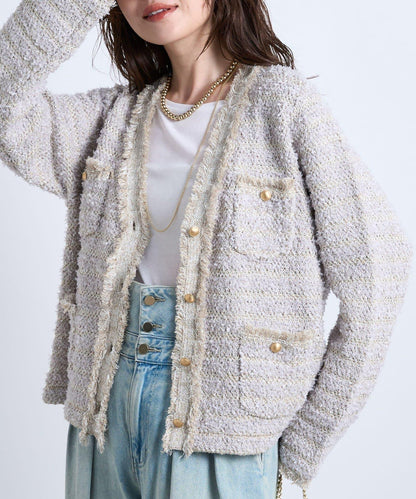 時尚精緻羊毛編織夾克開衫