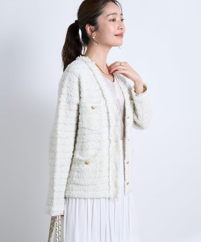 時尚精緻羊毛編織夾克開衫