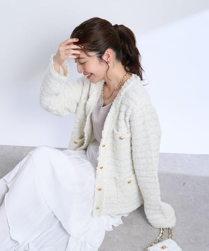 時尚精緻羊毛編織夾克開衫