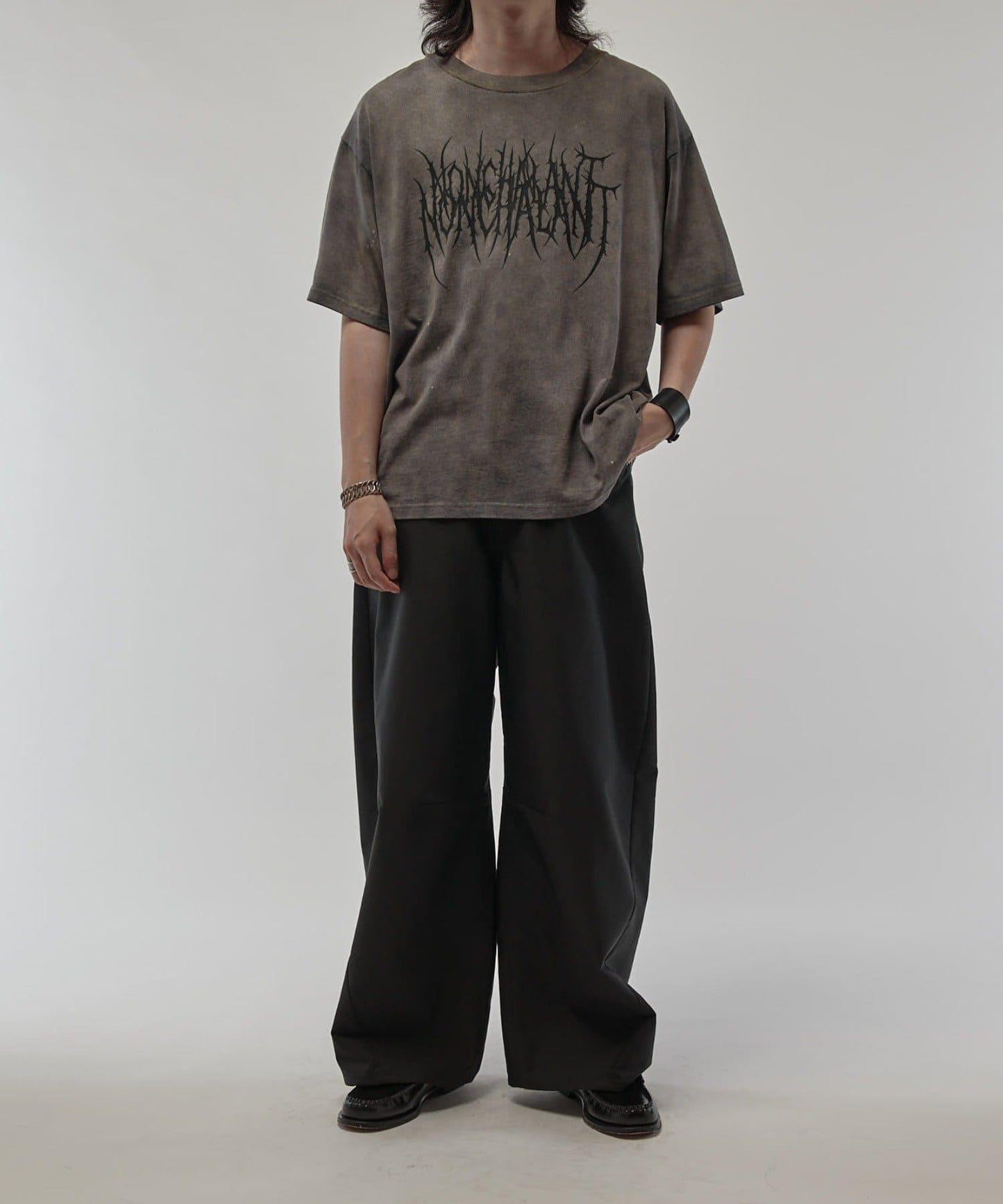 裂紋印花長袖襯衫