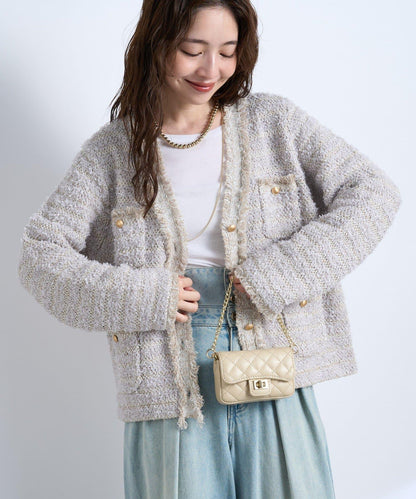 時尚精緻羊毛編織夾克開衫