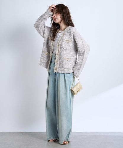 時尚精緻羊毛編織夾克開衫