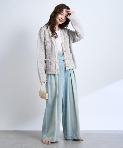 時尚精緻羊毛編織夾克開衫