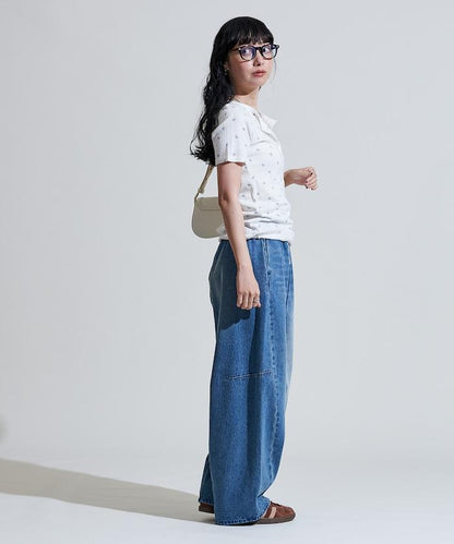 蝴蝶結圖案 刺繡法蘭絨 亨利領T恤