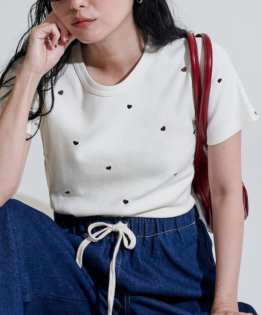 迷你愛心刺繡 T恤