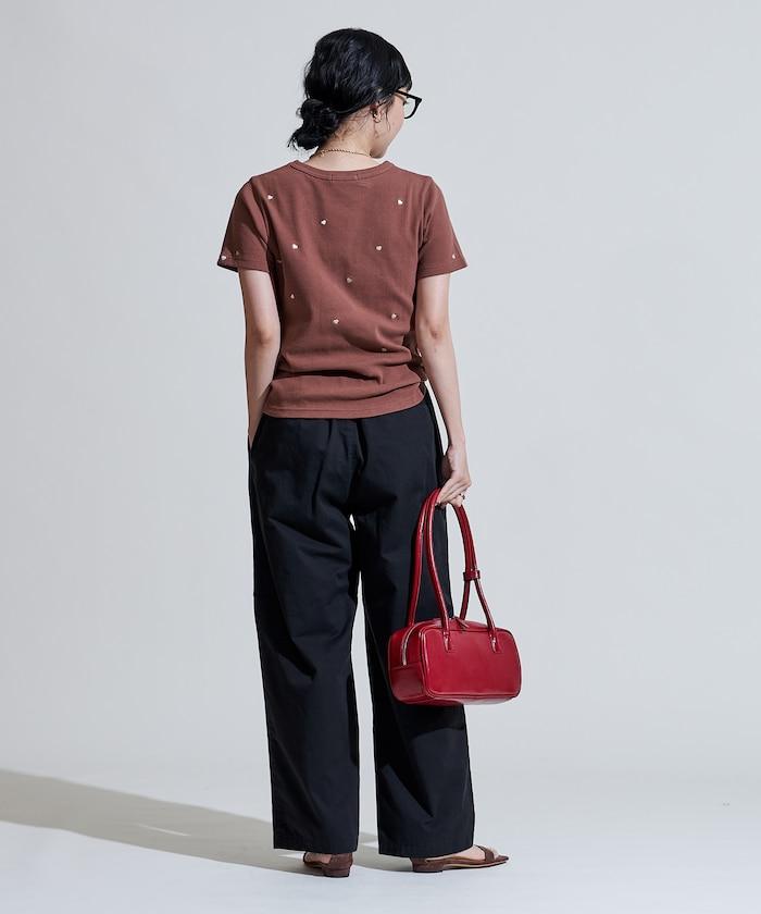 斜紋織物寬鬆直筒褲＜可搭配套裝＞