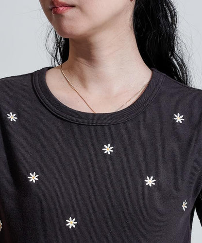 迷你雛菊刺繡T恤/肋T恤