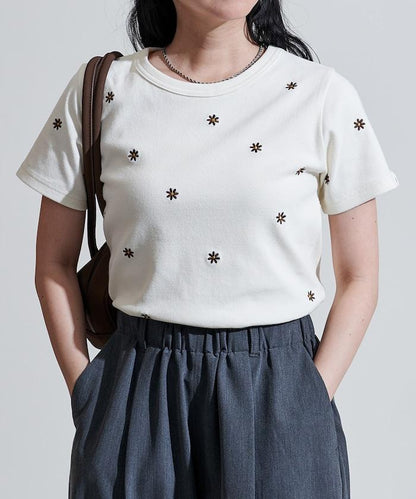 迷你雛菊刺繡T恤/肋T恤