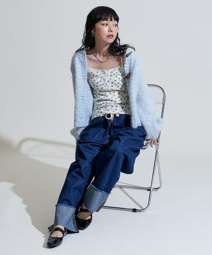 花紋 針孔提花 圓領 女士背心