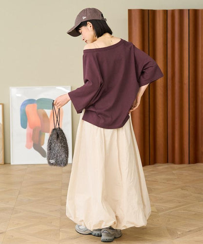 2WAY 平滑logo七分袖T恤/露肩T恤