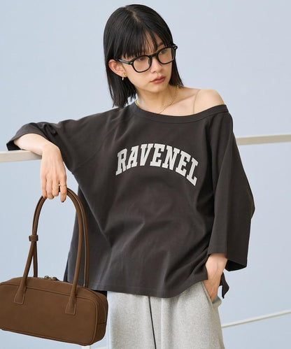 2WAY 平滑logo七分袖T恤/露肩T恤