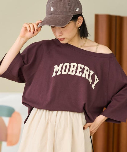 2WAY 平滑logo七分袖T恤/露肩T恤