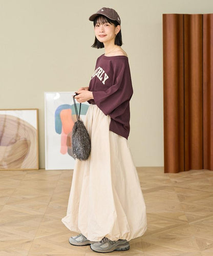 2WAY 平滑logo七分袖T恤/露肩T恤