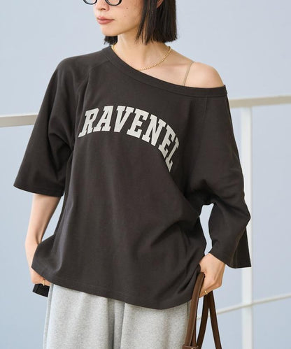 2WAY 平滑logo七分袖T恤/露肩T恤