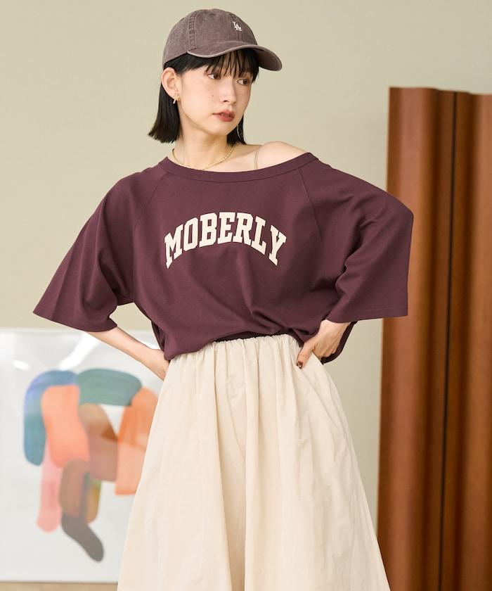 2WAY 平滑logo七分袖T恤/露肩T恤