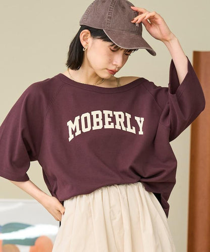 2WAY 平滑logo七分袖T恤/露肩T恤